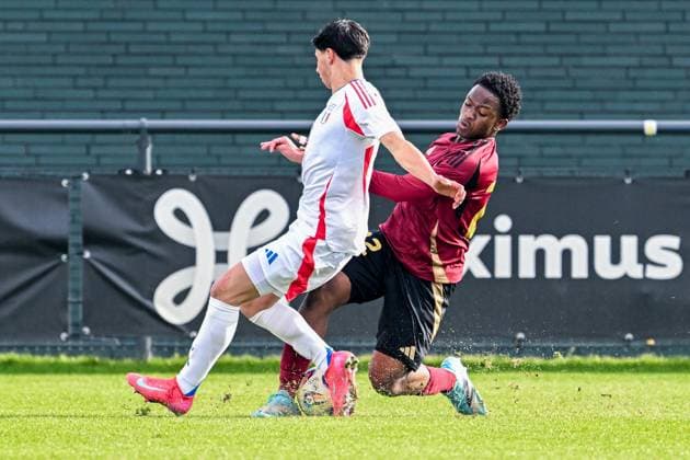 U16 BELGIUM VS ITALY Mamadou Balde Nabyka (22) of Belgium pictured during a friendly U16 soccer game between Belgium and Italy , on Wednesday 19 February 2025 in Tubeke , Belgium . PHOTO SPORTPIX Stijn Audooren Tubeke RBFA Proximus Basecamp Belgium  Copyright: xSportpix.bex xStijnxAudoorenxStijnxAudoorenx