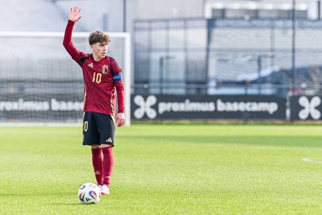 U16 BELGIUM VS ITALY Jelle Driessen (10) of Belgium pictured during a friendly U16 soccer game between Belgium and Italy , on Wednesday 19 February 2025 in Tubeke , Belgium . PHOTO SPORTPIX Stijn Audooren Tubeke RBFA Proximus Basecamp Belgium  Copyright: xSportpix.bex xStijnxAudoorenxStijnxAudoorenx