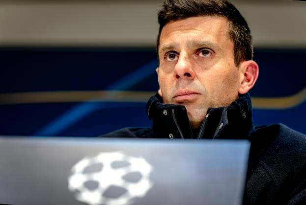 Juventus trainer Thiago Mottaduring te press conference after the match PSV Juventus at the Philips stadium for the UEFA Champions League Knockout phase play offs 2nd leg season 2024 2025 in EINDHOVEN, Netherlands on 19 february 2025, photo by Marcel van Dorst EYE4images DeFodi Images Defodi-746