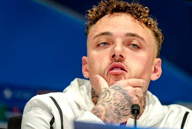 PSV Eindhoven forwarder Noa Lang during te press conference after the match PSV Juventus at the Philips stadium for the UEFA Champions League Knockout phase play offs 2nd leg season 2024 2025 in EINDHOVEN, Netherlands on 19 february 2025, photo by Marcel van Dorst EYE4images DeFodi Images Defodi-746