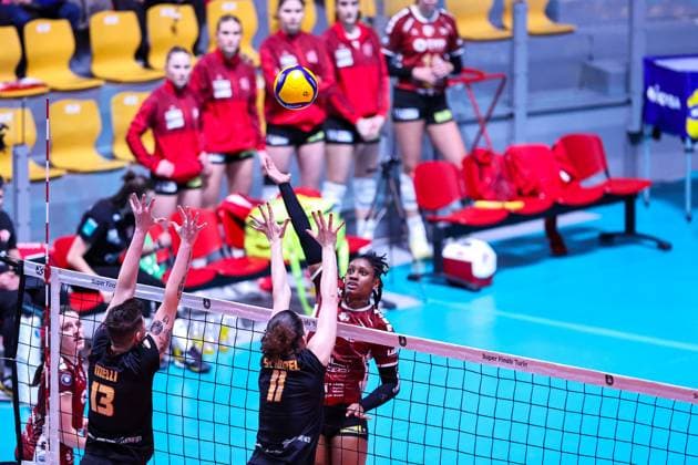 VOLLEY - Volley Challenge Cup Women - Roma Volley vs SC Potsdam Danielle Harbin (SC Potsdam) during Roma Volley vs SC Potsdam, Women s Volleyball Challenge Cup match in Rome, Italy, February 19 2025 Rome Italy  Copyright: xIPAxSport ABACAx