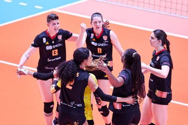 VOLLEY - Volley Challenge Cup Women - Roma Volley vs SC Potsdam Roma Volley exultation during Roma Volley vs SC Potsdam, Women s Volleyball Challenge Cup match in Rome, Italy, February 19 2025 Rome Italy  Copyright: xIPAxSport ABACAx