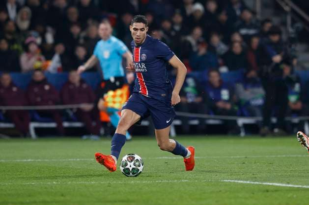 February 19, 2025, Paris, Paris, France: Achraf HAKIMI of Paris Saint Germain in action during the match of UEFA Champions League between Paris Saint Germain and Stade Brestois at Parc des Princes Stadium - on February 19 2025 Paris - France Paris France - ZUMAb253 20250219_zsp_b253_031 Copyright: xLoicxBaratouxx