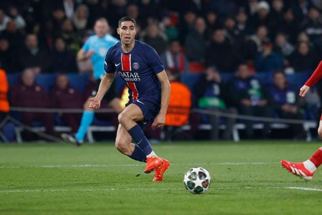 February 19, 2025, Paris, Paris, France: Achraf HAKIMI of Paris Saint Germain in action during the match of UEFA Champions League between Paris Saint Germain and Stade Brestois at Parc des Princes Stadium - on February 19 2025 Paris - France Paris France - ZUMAb253 20250219_zsp_b253_041 Copyright: xLoicxBaratouxx
