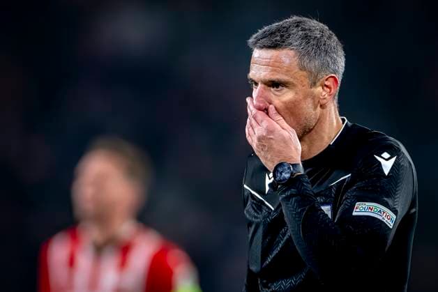 Referee Slavko Vincic during the match PSV Juventus at the Philips stadium for the UEFA Champions League Knockout phase play offs 2nd leg season 2024 2025 in EINDHOVEN, Netherlands on 19 february 2025, photo by Marcel van Dorst EYE4images DeFodi Images Defodi-746