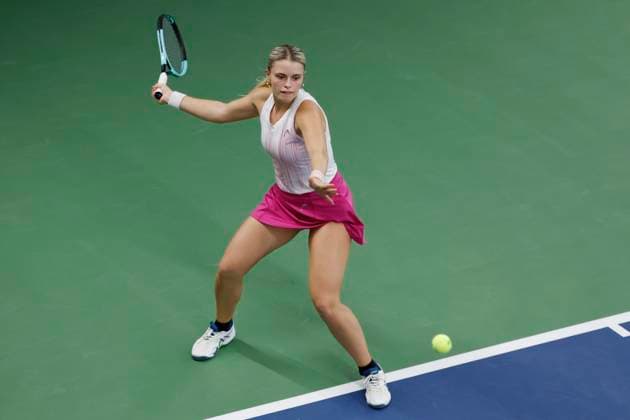 Czech tennis player Barbora Palicova in action during the ITF W75 Winter Prague Open 2025 in Prague, Czech Republic, February 19, 2025. (CTKxPhoto PavelxLebeda) CTKPhotoF202502200002401  CTKPhotoF202502200002401