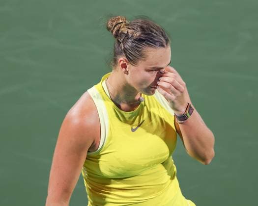 Aryna Sabalenka reacts angry,anger,disappointed,disappointment,emotion, Dubai Duty Free Tennis Championships, Dubai, U A E Copyright: xJuergenxHasenkopfx