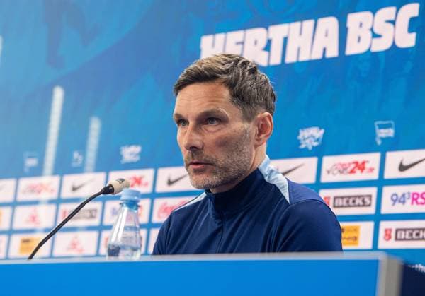 Soccer, Men, Season 2024 25, 2 Bundesliga, Hertha BSC, Press conference for the upcoming match against 1 FC Nürnberg, in the picture coach Stefan Leitl Hertha BSC , 20 02 2025, Copyright: xSebastianxRäppold MatthiasxKochx