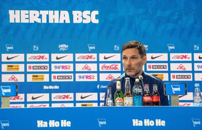 Soccer, Men, Season 2024 25, 2 Bundesliga, Hertha BSC, Press conference for the upcoming match against 1 FC Nürnberg, in the picture coach Stefan Leitl Hertha BSC , 20 02 2025, Copyright: xSebastianxRäppold MatthiasxKochx