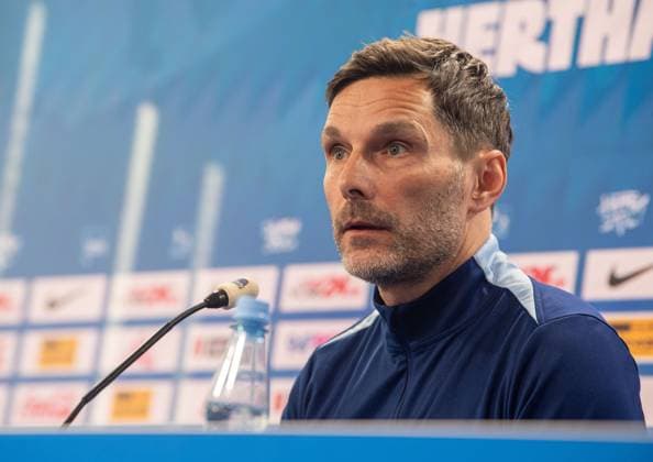 Soccer, Men, Season 2024 25, 2 Bundesliga, Hertha BSC, Press conference for the upcoming match against 1 FC Nürnberg, in the picture coach Stefan Leitl Hertha BSC , 20 02 2025, Copyright: xSebastianxRäppold MatthiasxKochx