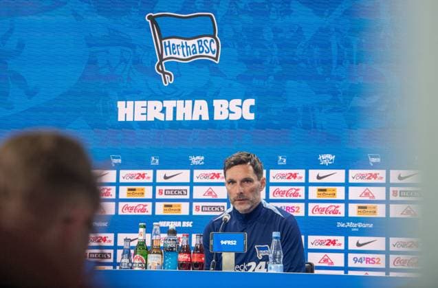 Soccer, Men, Season 2024 25, 2 Bundesliga, Hertha BSC, Press conference for the upcoming match against 1 FC Nürnberg, in the picture coach Stefan Leitl Hertha BSC , 20 02 2025, Copyright: xSebastianxRäppold MatthiasxKochx