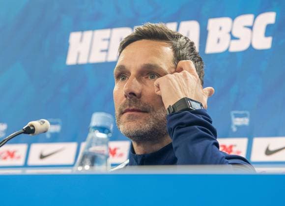 Soccer, Men, Season 2024 25, 2 Bundesliga, Hertha BSC, Press conference for the upcoming match against 1 FC Nürnberg, in the picture coach Stefan Leitl Hertha BSC , 20 02 2025, Copyright: xSebastianxRäppold MatthiasxKochx