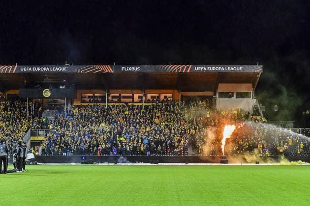 BODO, Aspmyra stadium, 20-02-2025 , season 2024 2025 , Europa League during the match Bodo Glimt - Twente. Twente fans. Bodo Glimt - Twente  x27953990x Copyright: