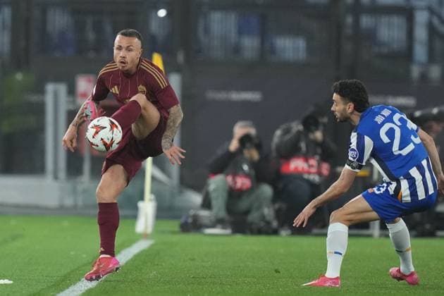 Roma& x2019;s Angelino during the UEFA Europa League between Roma and Porto at the Olympic Stadium in Rome, Italy - Thursday 20 February 2025 - Soccer  Copyright: xAlfredoxFalcone LaPressex