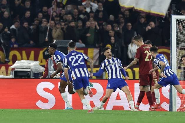 EFA Europa League Knockout Phase Playoff - Second Leg between AS Roma vs Porto Porto s Spanish forward Samu Omorodion celebrates after scoring a goal during UEFA Europa League Knockout Phase Playoff - Second Leg between AS Roma vs Porto at Olimpico stadium on February 20, 2025 in Rome, Italy. ABPH0389 Copyright: xAntonioxBalascox