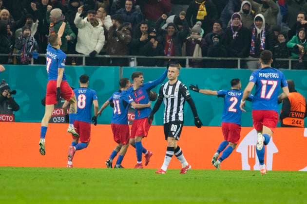 Thu 20 February, UEFA Europa League, League Knockout phase play-offs 2nd leg, National Arena, Bucharest, FCSB vs PAOK Cisotti scores his side first goal of the match