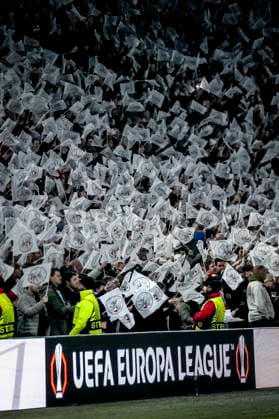 Atmosphere in the stadium during the match Ajax Union SG at the Johan Cruijff ArenA for the UEFA Europa League Knockout phase play offs 2nd leg season 2024 2025 in AMSTERDAM, Netherlands on 20 february 2025, photo by Marcel van Dorst EYE4images DeFodi Images