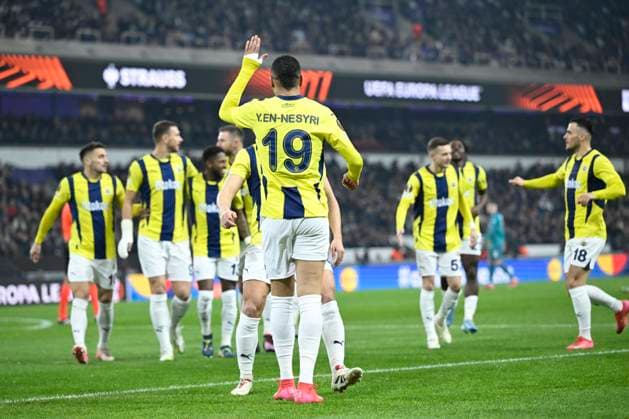 RSC Anderlecht v Fenerbahce - UEFA Europa League ANDERLECHT, BELGIUM - FEBRUARY 20 : Youssef En-Nesyri forward of Fenerbahce celebrating scoring a goal during the UEFA Europa League 2024 25 knockout phase play-off match second leg between RSC Anderlecht and Fenerbahce on February 20, 2025 in Anderlecht, Belgium, 20 02 2025 Anderlecht Belgium  Copyright: xNicoxVereeckenx