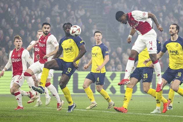 AMSTERDAM , 20-02-2025 , JohanCruijff Arena , season 2024 2025 , Europa League football , match second leg between Ajax and Union Saint Gilloise Ajax player Jorrel Hato Ajax - Union Saint Gilloise  x27956708x Copyright:
