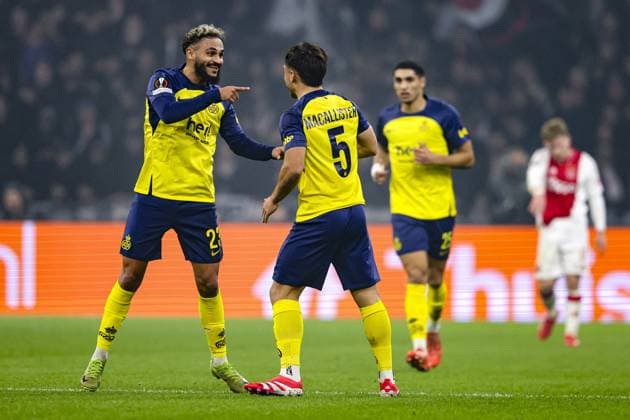 AMSTERDAM , 20-02-2025 , JohanCruijff Arena , season 2024 2025 , Europa League football , match second leg between Ajax and Union Saint Gilloise 0-1 Union Saint-Gilloise player Kevin Mac Allister Ajax - Union Saint Gilloise  x27956803x Copyright: