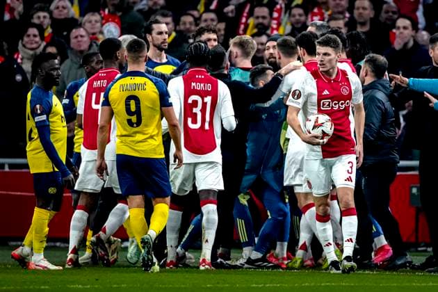 AFC Ajax Amsterdam defender Anton Gaaei during the match Ajax - Union SG at the Johan Cruijff ArenA for the UEFA Europa League - Knockout phase play-offs - 2nd leg season 2024-2025 in AMSTERDAM, Netherlands on 20 february 2025, (photo by Marcel van Dorst EYE4images DeFodi Images)