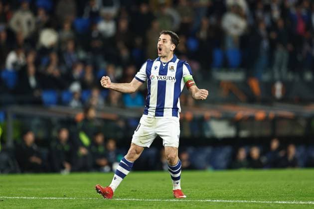 Fußball, EL, Real Sociedad San Sebastian - FC Midtjylland Mikel Oyarzabal (Sociedad), FEBRUARY 20, 2025 - Football Soccer : Oyarzabal celebrate after his goal during UEFA Europa League Knockout phase play-offs 2nd leg match between Real Sociedad 5-2 FC Midtjylland at the Reale Arena in San Sebastian, Spain. Noxthirdxpartyxsales  (282392653)