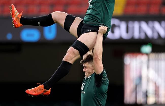 Bilder des Jahres 2025, Sport 02 Februar Sport Themen der Woche KW08 Sport Bilder des Tages Ireland Rugby Captain s Run, Principality Stadium, Cardiff, Wales 21 2 2025 Dan Sheehan and Peter O Mahony Dan Sheehan and Peter O Mahony 21 2 2025  Copyright: x INPHO DanxSheridanx DAN16212
