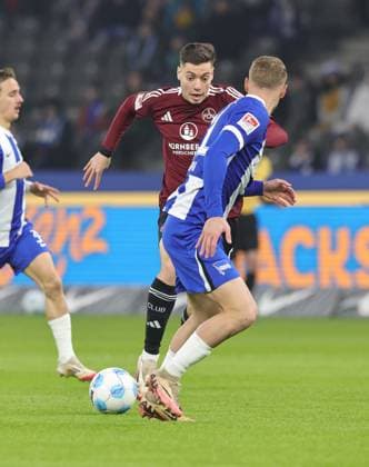 21 02 2025 Soccer Season 2024 2025 2 Soccer Bundesliga 23 Matchday Hertha BSC Berlin HBSC 1 FC Nürnberg FCN Club Sportfoto Zink DaMa xdaxmax DFL regulations prohibit any use of photographs as image sequences and or quasi video only for editorial use Stefanos Tzimas 9, 1 FC Nürnberg FCN Marton Dardai 31, Hertha BSC Berlin