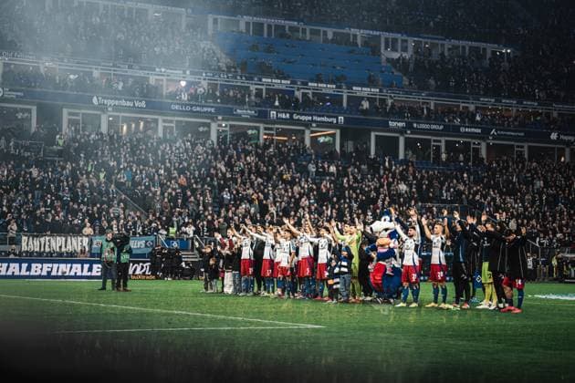 Soccer Men Season 2024 2025 2 Soccer Bundesliga 23 Matchday Hamburger SV vs 1 FC Kaiserslautern 21 02 2025 HSV celebrates the victory with the fans Hamburg Volksparkstadion Hamburg Germany