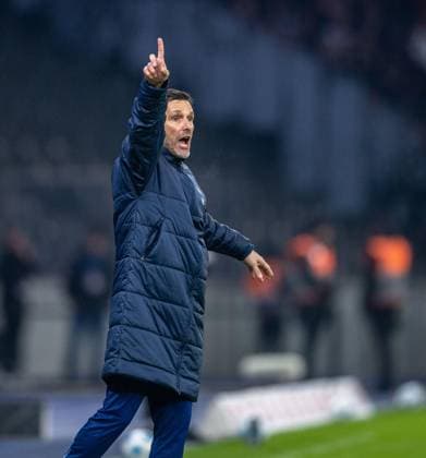 Soccer, Men, Season 2024 2025, 2 Bundesliga 23 Matchday , Hertha BSC 1 FC Nürnberg, Coach Stefan Leitl Hertha BSC , 21 02 2025, Copyright: xSebastianxRäppold MatthiasxKochx