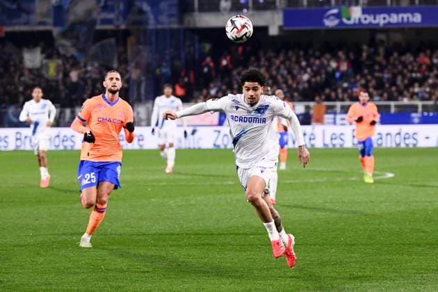 AJ Auxerre v Olympique de Marseille - Ligue 1 McDonald s 2024 2025 23 Ki-Jana HOEVER (aja) during the Ligue 1 McDonald s match between Auxerre and Marseille at Stade Abbe Deschamps on February 22, 2025 in Auxerre, France. Auxerre France  Copyright: xFEPx 776286372