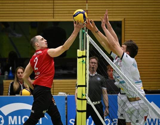 Volleyball 2 Bundesliga season 2024 2025 22 02 2024 TV Rottenburg SV Schwaig Moritz Rauber li, TV Rottenburg