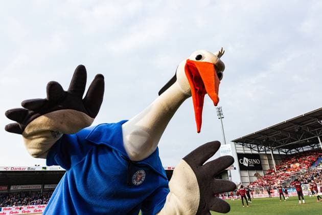 Sport Themen der Woche KW08 Sport Bilder des Tages Fußball I Herren I Saison 2024-2025 I 1. Bundesliga I 23. Spieltag I Holstein Kiel - Bayer 04 Leverkusen I 22.02.2025 Stolle (Maskottchen, Holstein Kiel) winkt in die Kamera. Kiel Holstein-Stadion Schleswig-Holstein Deutschland *** Soccer I Men I Season 2024 2025 I 1 Bundesliga I 23 Matchday I Holstein Kiel Bayer 04 Leverkusen I 22 02 2025 Stolle mascot, Holstein Kiel waves into the camera Kiel Holstein Stadium Schleswig Holstein Germany Copyright: xLobecax xHenningxRohlfsx