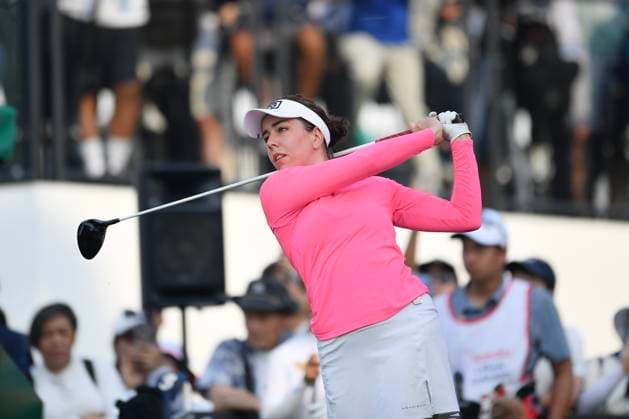 LPGA, Golf Damen Thailand 2025 Georgia Hall of England plays her tee shot during round 4 of the Honda LPGA Thailand 2025 at Siam Country Club Old Course in Pattaya, Chonburi, Thailand, on February 23, 2025. Pattaya Chonburi Thailand  Copyright: xVachiraxVachirax originalFilename:kalong-lpgathai250223_npVof.jpg