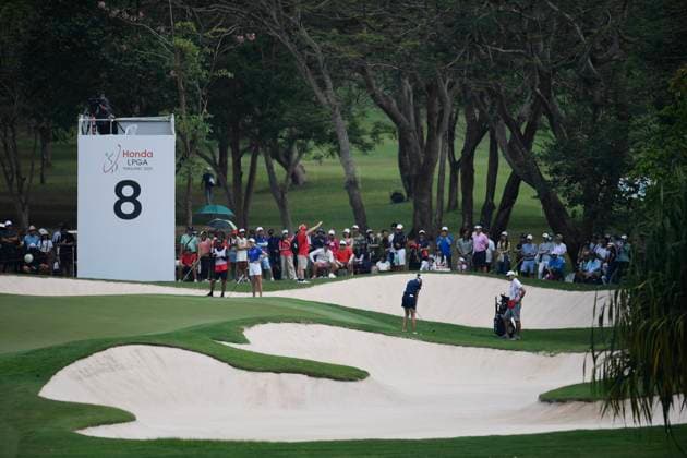 LPGA, Golf Damen Thailand 2025 Esther Henseleit of Germany plays her approach shot during round 4 of the Honda LPGA Thailand 2025 at Siam Country Club Old Course in Pattaya, Chonburi, Thailand, on February 23, 2025. Pattaya Chonburi Thailand  Copyright: xVachiraxVachirax originalFilename:kalong-lpgathai250223_npOxM.jpg