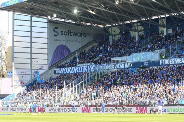 Darmstadt, Germany February 23, 2025 2 Liga 2024 2025 SV Darmstadt 98 vs FC Schalke 04 In the picture The fans of SV Darmstadt 98 in the fan curve, north curve before the match DFL regulations prohibit any use of photographs as image sequences and or quasi video Merck Stadion am BËÜllenfalltor Hessen Copyright: xFotostandx xUlrichxScherbaumx