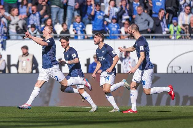 23 02 2025, Soccer, Season 2024 2025, 2 Bundesliga, Matchday 23, SV Darmstadt 98 FC Schalke 04, Isac Lidberg SV Darmstadt 98 celebrates after his goal to make it 1 - 0 Darmstadt Böllenfalltor Hesse Germany xRHR PHOTO YYx Copyright: RHR-FOTOx RHR-FOTO YY