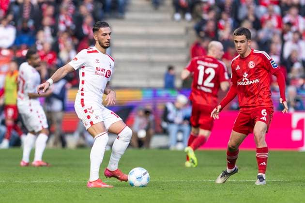2 Fußball Bundesliga 1 FC Köln Fortuna Düsseldorf, 23 02 2024 Leart Pacarada 1 FC Köln, 17 , Giovanni Haag Fortuna Düsseldorf, 6 2 Fußball Bundesliga, 1 FC Köln Fortuna Düsseldorf, 23 Spieltag, am 23 02 2024, RheinEnergie Stadion, Köln DFL regulations prohibit any use of photographs as image sequences and or quasi video Copyright: xBEAUTIFULxSPORTS Meuselx