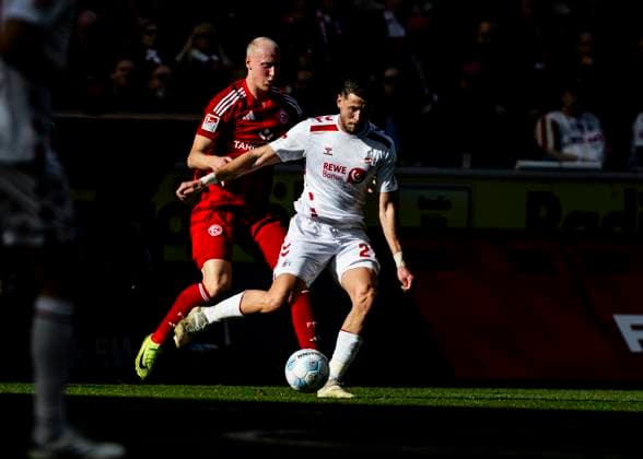 Cologne, RheinEnergieStadion, 23 02 2025 Imad Rondic of Koelnfights for the ball during the 2 Bundesliga match 1 FC Koeln vs Fortuna Duesseldorf