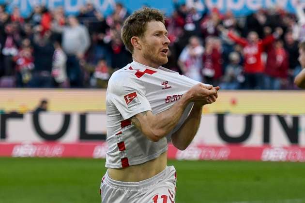 Florian Kainz Koeln 11 cheers after scoring 1 0 23 02 2025 Soccer 1 FC Koeln vs Fortuna Duesseldorf, Rheinenergiestadion, Koeln, DFB DFL REGULATIONS PROHIBIT ANY USE OF PHOTOGRAPHS AS IMAGE SEQUENCES AND OR QUASI VIDEO Copyright: xpepphotox xSaschaxWeizx pep00321, pep_20250223_hm_1565