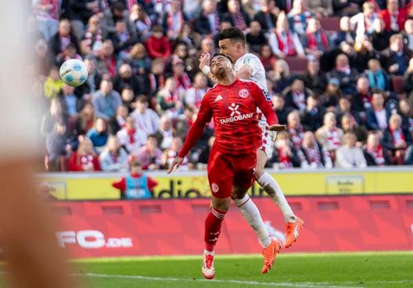 Myron van Brederode Fortuna Duesseldorf, 10 1 FC Köln Fortuna Düsseldorf, 23 02 2025 Football, 2 Bundesliga, RheinEnergieStadion Köln DFL regulations prohibit any use of photographs as image sequences and or quasi video Copyright: HMBxMedia xMarcoxBader
