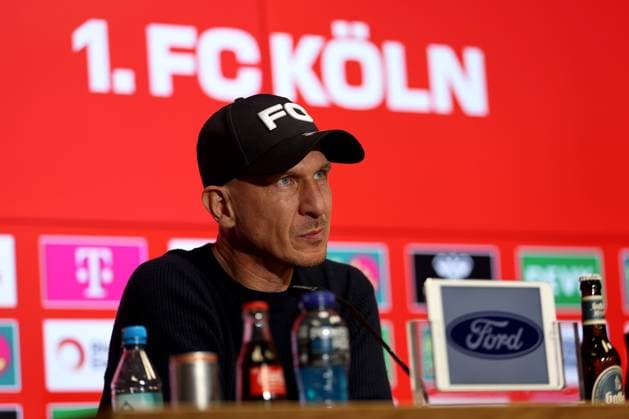 23 02 2025, Football, 1 FC Köln Fortuna Düsseldorf, 2 Fußball Bundesliga, 23 Matchday, RheinEnergie STADION, Season 2024 2025 Coach Gerhard Struber Head Coach 1 FC Köln at the press conference after the match DFB regulations prohibit any use of photographs as image sequences and or quasi video Nordrhein Westfalen Germany