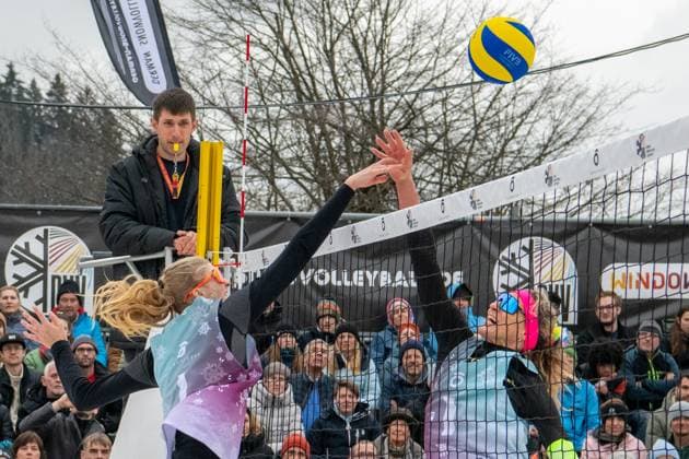 German Snow Volleyball Championships German Snow Volleyball Champions 2025 Nelly Barber, Melanie Gernert, Lydia Scherber from Füchse Berlin Reinickendorf Am Boden Barber and Lydia Scherber Oberstaufen Bavaria Germany Allgäu