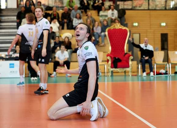 BAU 23 02 2025 Ludwigsburg Volleyball Barock Volleys Ludwigsburg vs SSG Langen, Ben Simon Bonin LB, front