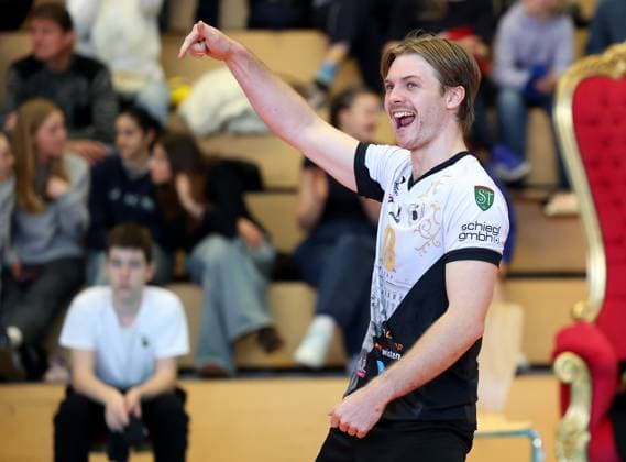 BAU 23 02 2025 Ludwigsburg Volleyball Barock Volleys Ludwigsburg vs SSG Langen, Ryan Slater LB has fun