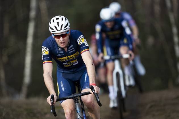 Belgian Toon Aerts pictured during the men s elite race at the Sluitingsprijs Oostmalle cyclocross race, Sunday 23 February 2025, in Oostmalle, the last race of the 2024-2025 cyclocross season. KRISTOFxVANxACCOM  x113112204x