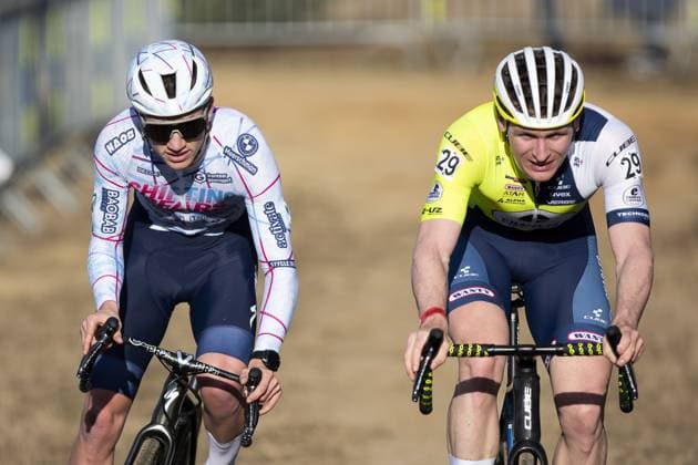 Belgian Anton Ferdinande and Belgian Thijs Aerts pictured during the men s elite race at the Sluitingsprijs Oostmalle cyclocross race, Sunday 23 February 2025, in Oostmalle, the last race of the 2024-2025 cyclocross season. KRISTOFxVANxACCOM  x113113344x