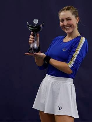 Winner Gabriela Knutson of Czech Republic poses with trophy at the ITF W75 Winter Prague Open 2025, Prague, Czech Republic, February 23, 2025. (CTKxPhoto PavelxLebeda) CTKPhotoF202502230006301  CTKPhotoF202502230006301