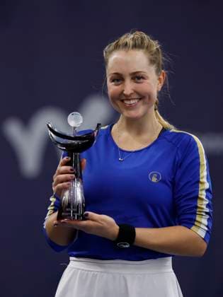Winner Gabriela Knutson of Czech Republic poses with trophy at the ITF W75 Winter Prague Open 2025, Prague, Czech Republic, February 23, 2025. (CTKxPhoto PavelxLebeda) CTKPhotoF202502230006501  CTKPhotoF202502230006501