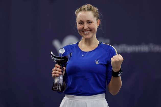Winner Gabriela Knutson of Czech Republic poses with trophy at the ITF W75 Winter Prague Open 2025, Prague, Czech Republic, February 23, 2025. (CTKxPhoto PavelxLebeda) CTKPhotoF202502230006601  CTKPhotoF202502230006601